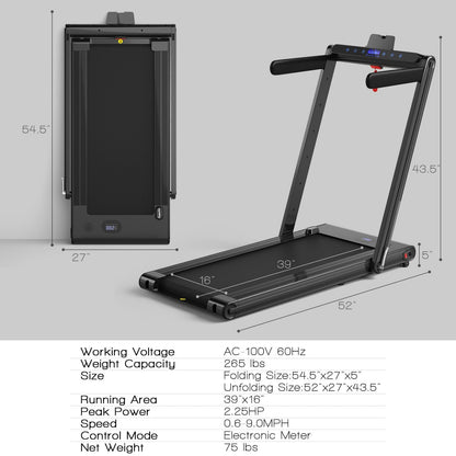 2-in-1 Folding Treadmill with Dual LED Display