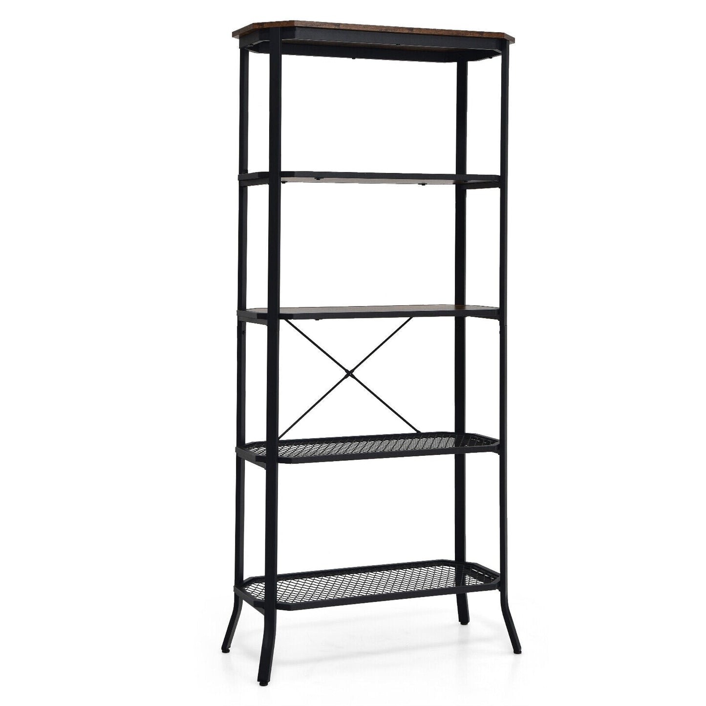 Estantería industrial de 5 niveles con patas extendidas - Marrón rústico