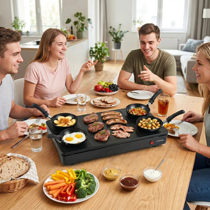 Electric Raclette Grill with 4 Woks and Spatulas