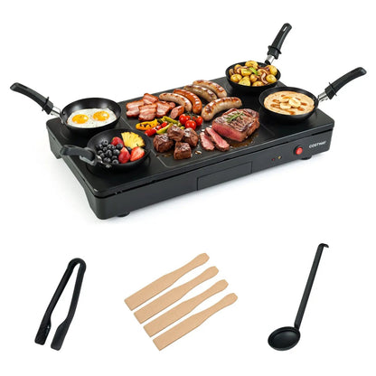 Electric Raclette Grill with 4 Woks and Spatulas