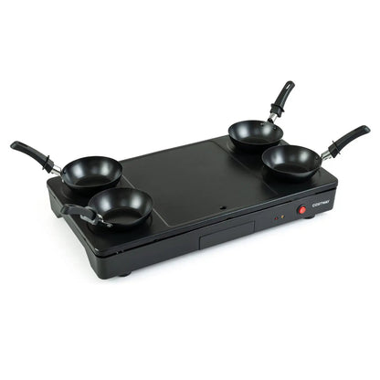 Electric Raclette Grill with 4 Woks and Spatulas
