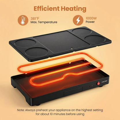 Electric Raclette Grill with 4 Woks and Spatulas