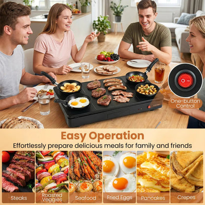 Electric Raclette Grill with 4 Woks and Spatulas