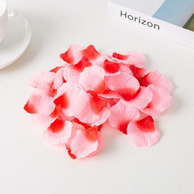 Stevvex 1000pcs artificial rose petals pink with red edges for wedding decor on Tampa Home & Garden Store