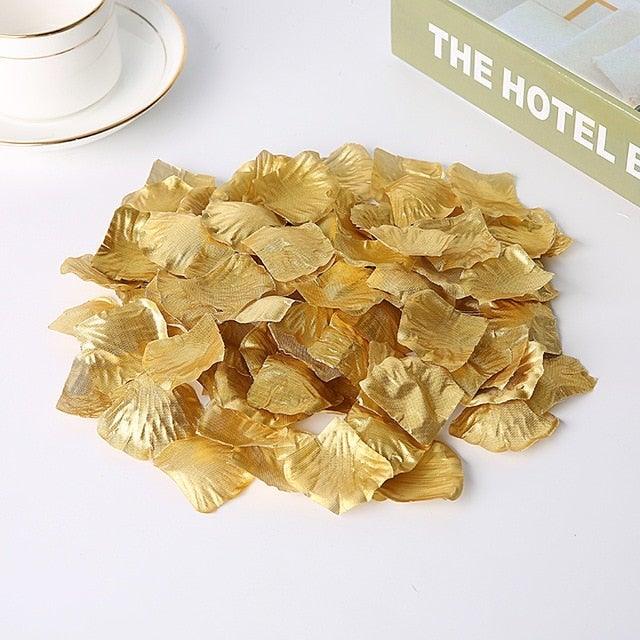 Gold artificial rose petals, 1000pcs, for wedding and party decorations on Tampa Home & Garden Store