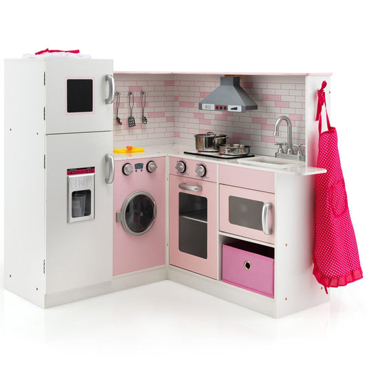 Corner Play Kitchen Wooden Toy Set with Sound and Light - Tampa Home & Garden Store