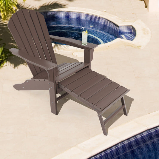 Patio HDPE Adirondack Chair with Retractable Ottoman - Tampa Home & Garden Store