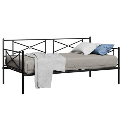 Metal Daybed Twin Bed Frame Stable Steel Slats Sofa Bed
