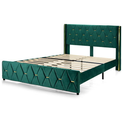 Base de cama de plataforma tapizada tamaño Queen/matrimonial con cabecera ajustable-Matrimonial