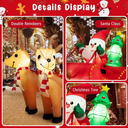 7.2 ft inflatable Christmas display with Santa on sled, LED lights, two reindeer and tree on Tampa Home & Garden Store