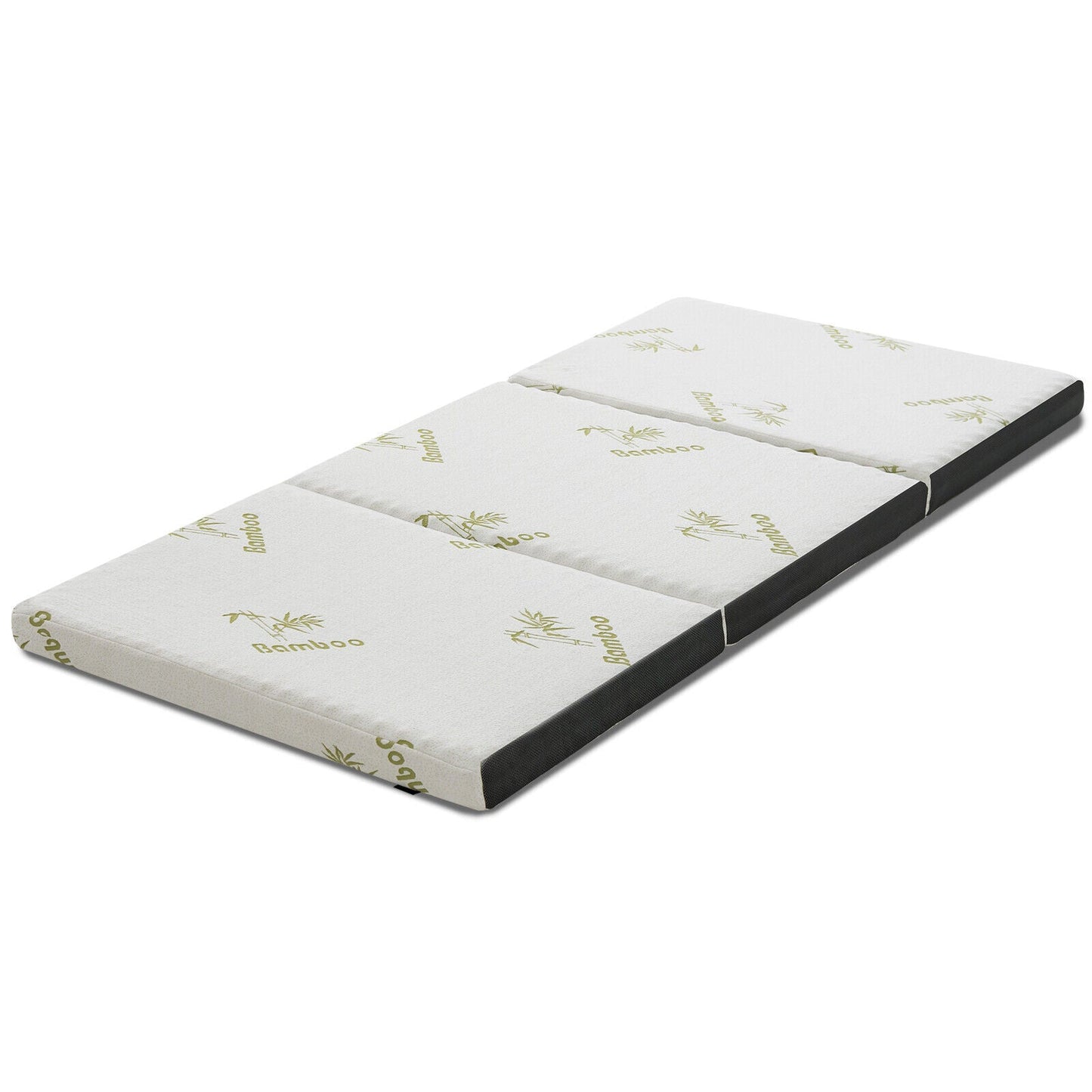 Queen 3 Inch Tri-fold Memory Foam Floor Mattress Topper Portable with Carrying Bag-M