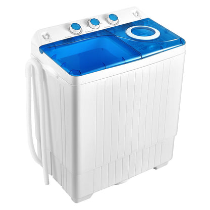 Lavadora semiautomática portátil de doble tina de 26 lb con bomba de drenaje - Azul