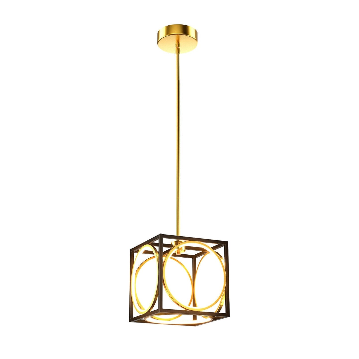 Lámpara colgante LED moderna con suspensor ajustable de 42 pulgadas - Dorada