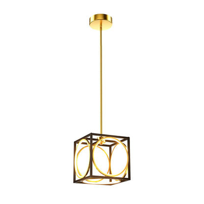Lámpara colgante LED moderna con suspensor ajustable de 42 pulgadas - Dorada