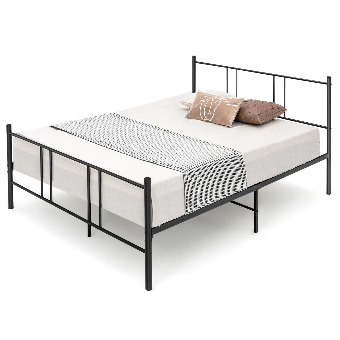 Base de cama tipo plataforma tamaño Full/Queen con cabecera alta - Tamaño Full