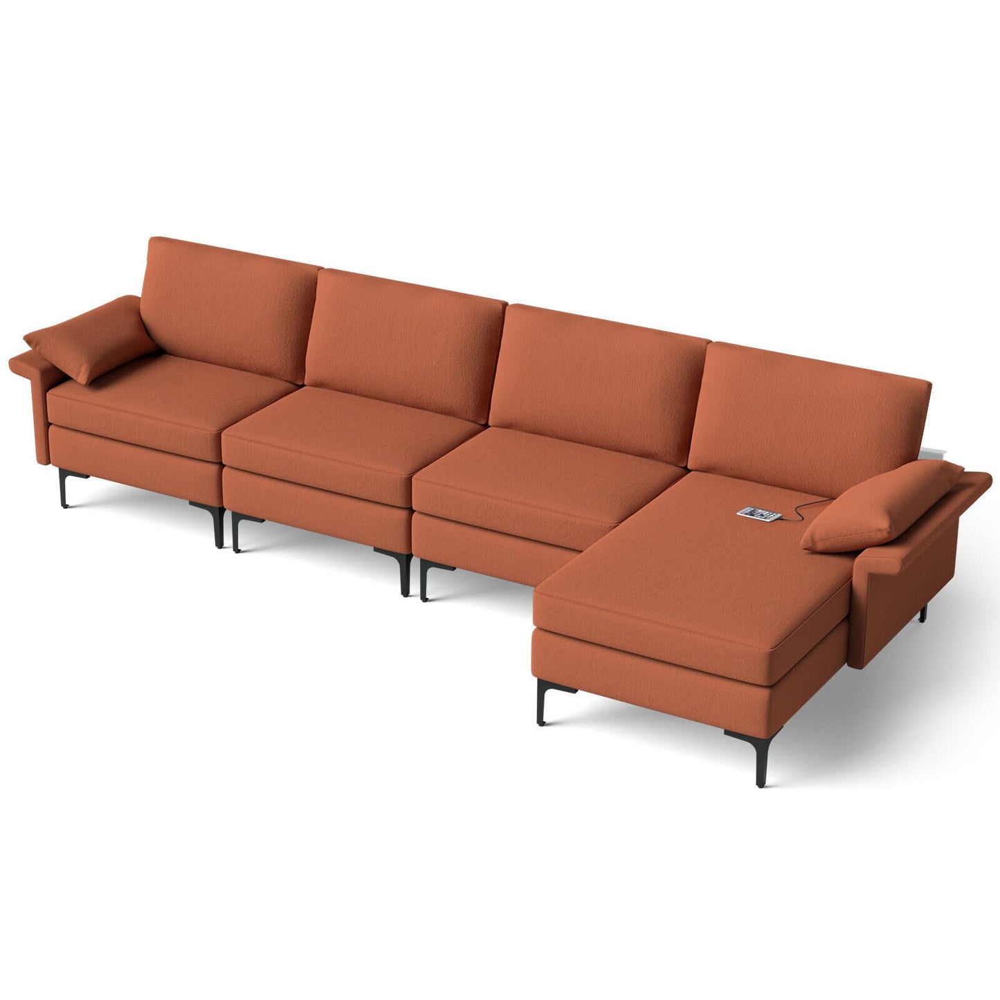 Extra Large L-shaped Sectional Sofa with Reversible Chaise and 2 USB Ports for 4-5 People