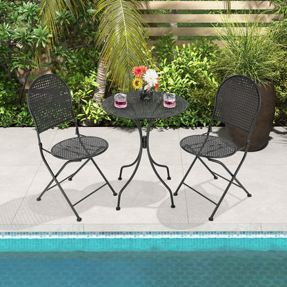 Juego de bistro para patio de 3 piezas, muebles de conversación para exteriores, mesa y silla plegable