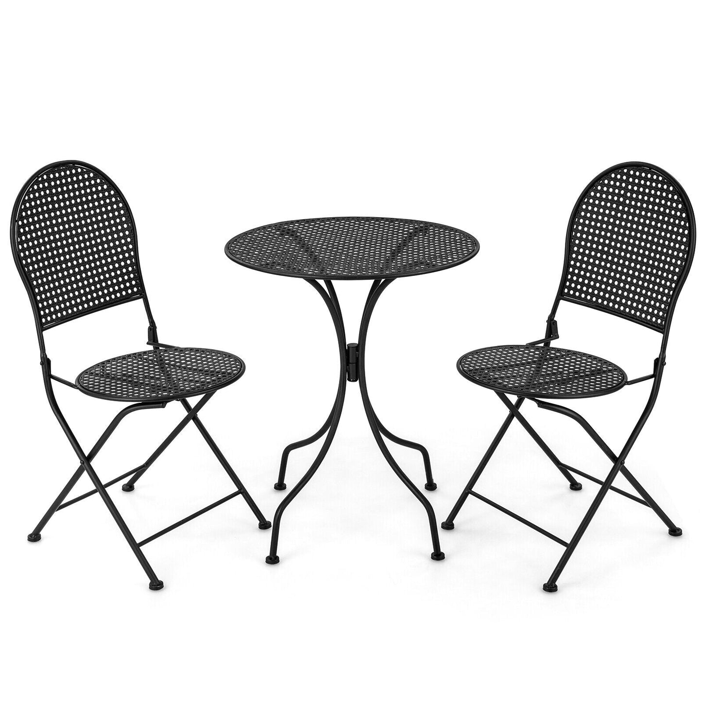 Juego de bistro para patio de 3 piezas, muebles de conversación para exteriores, mesa y silla plegable