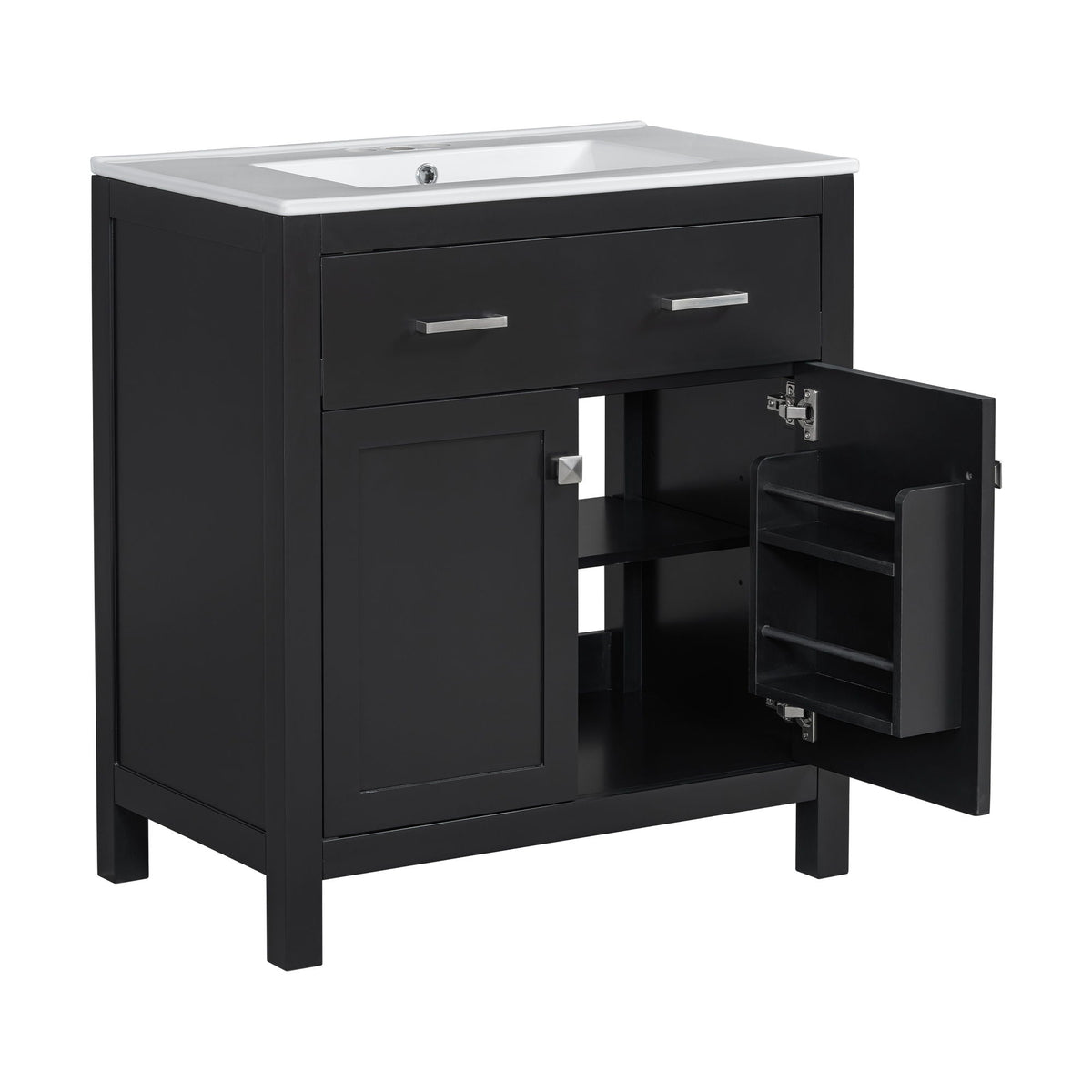 Black modern bathroom vanity with ceramic sink and soft close doors by HouseOfZazla on Tampa Home & Garden Store