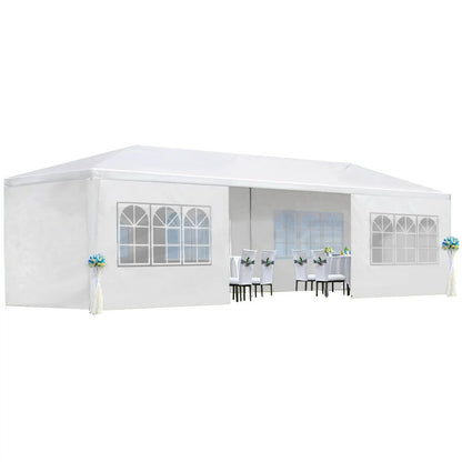 10x30 ft white wedding canopy tent with removable sidewalls and arched-window panels on Tampa Home & Garden Store