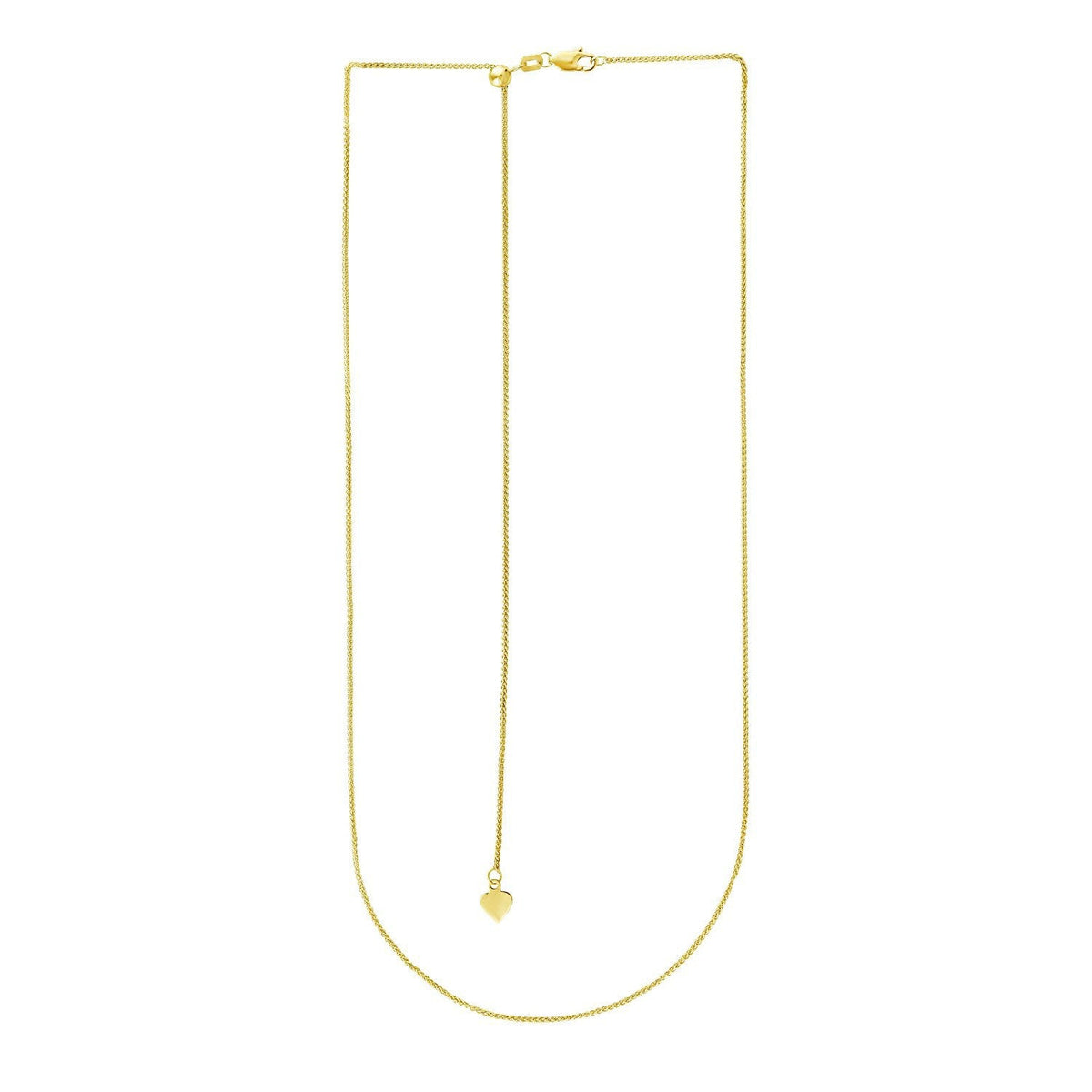 14k yellow gold adjustable wheat chain necklace by Bids.com with small heart pendant on Tampa Home & Garden Store