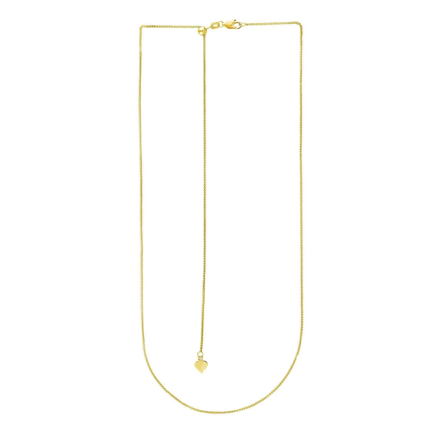 14k yellow gold adjustable wheat chain necklace by Bids.com with small heart pendant on Tampa Home & Garden Store