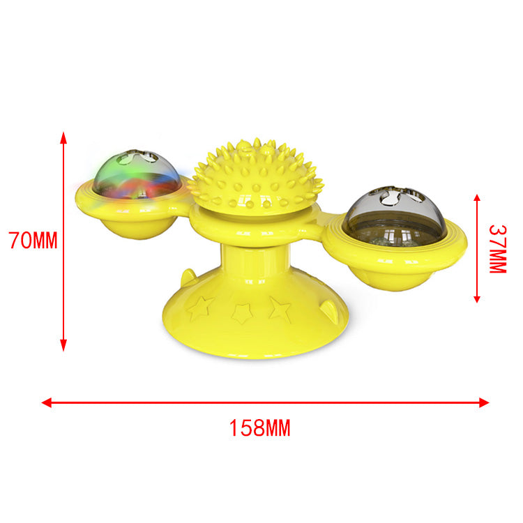 Sucker Turn Windmill Cat Toy yellow spinner with bubble balls by Sell My Stuff on Tampa Store on Tampa Home & Garden Store