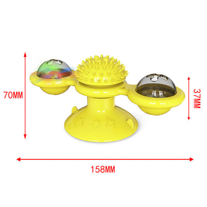 Sucker Turn Windmill Cat Toy yellow spinner with bubble balls by Sell My Stuff on Tampa Store on Tampa Home & Garden Store