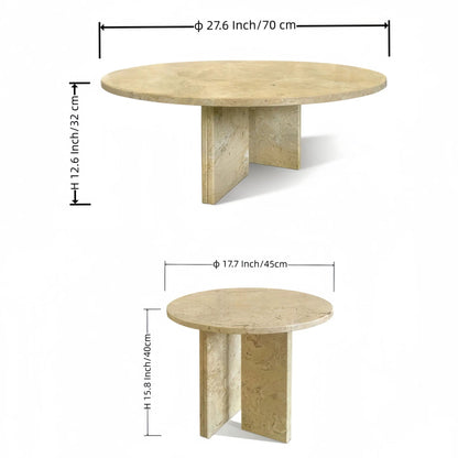 Elegant Coffee Duo Table Set marble tables with beige veining by Unique Piece Furniture on Tampa Home & Garden Store