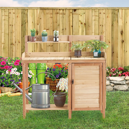 Outdoor Wooden Potting Bench and Sink for Patio