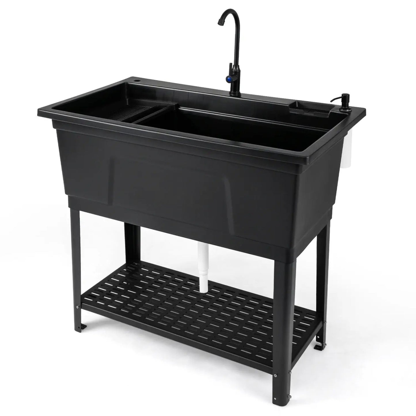 100L Utility Sink with Rotating Faucet and Shelf