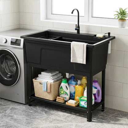 100L Utility Sink with Rotating Faucet and Shelf