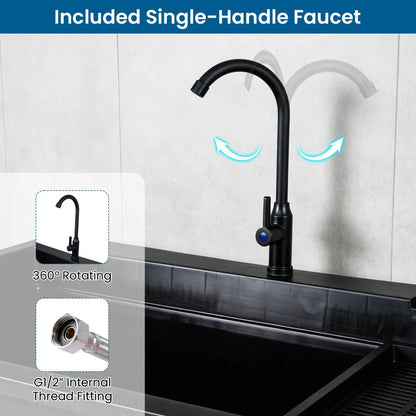 100L Utility Sink with Rotating Faucet and Shelf