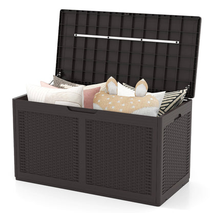 100 Gallon Resin Deck Box Outdoor Waterproof Storage Bench