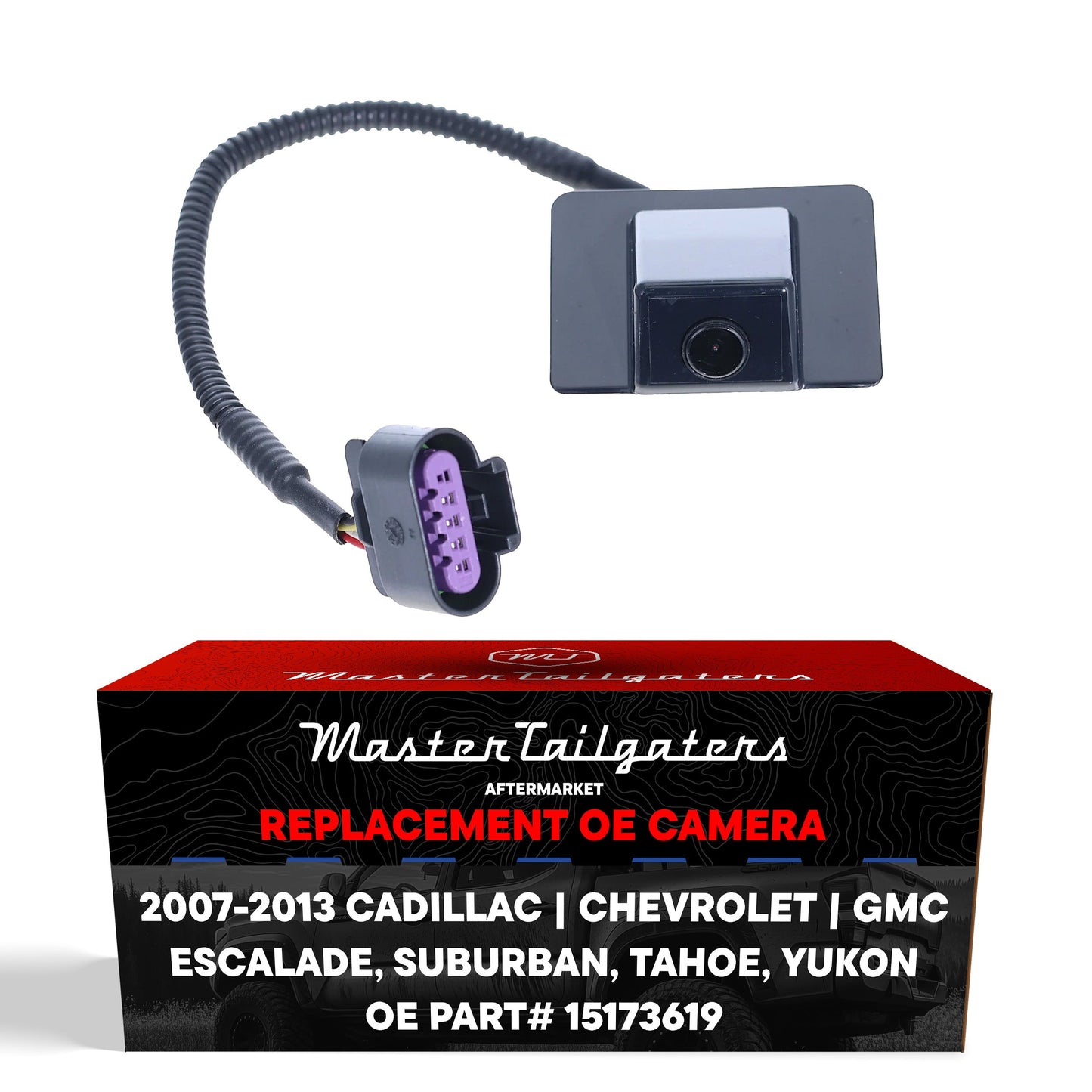 Master Tailgaters OEM replacement backup camera with coiled cable and purple connector on Tampa Home & Garden Store