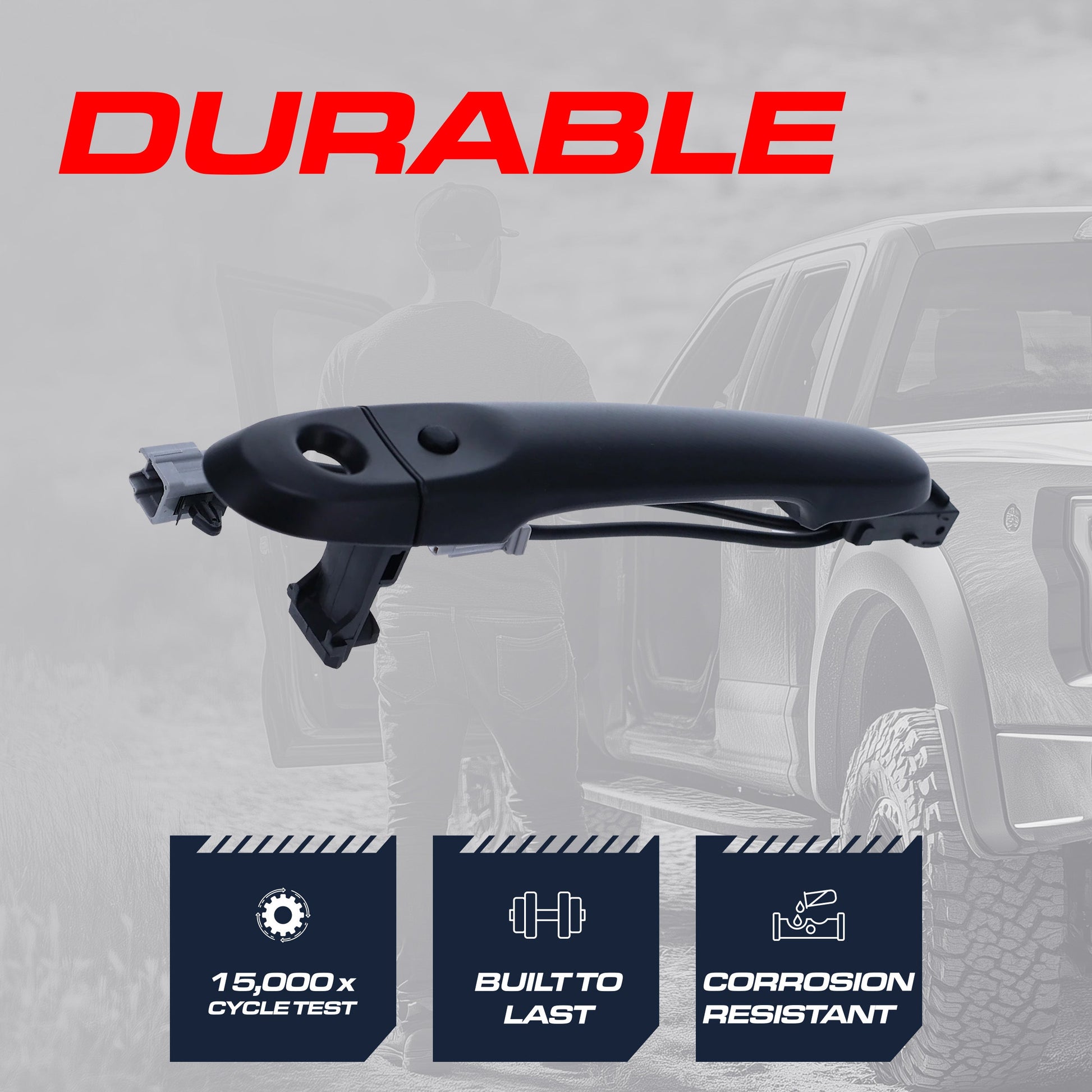 Exterior black primed door handle with keyhole cover by Master Tailgaters on Tampa Home & Garden Store