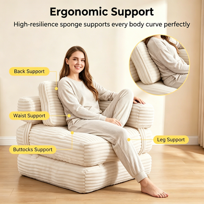 Boneless Foldable Floor Sofa Bed and Pillow