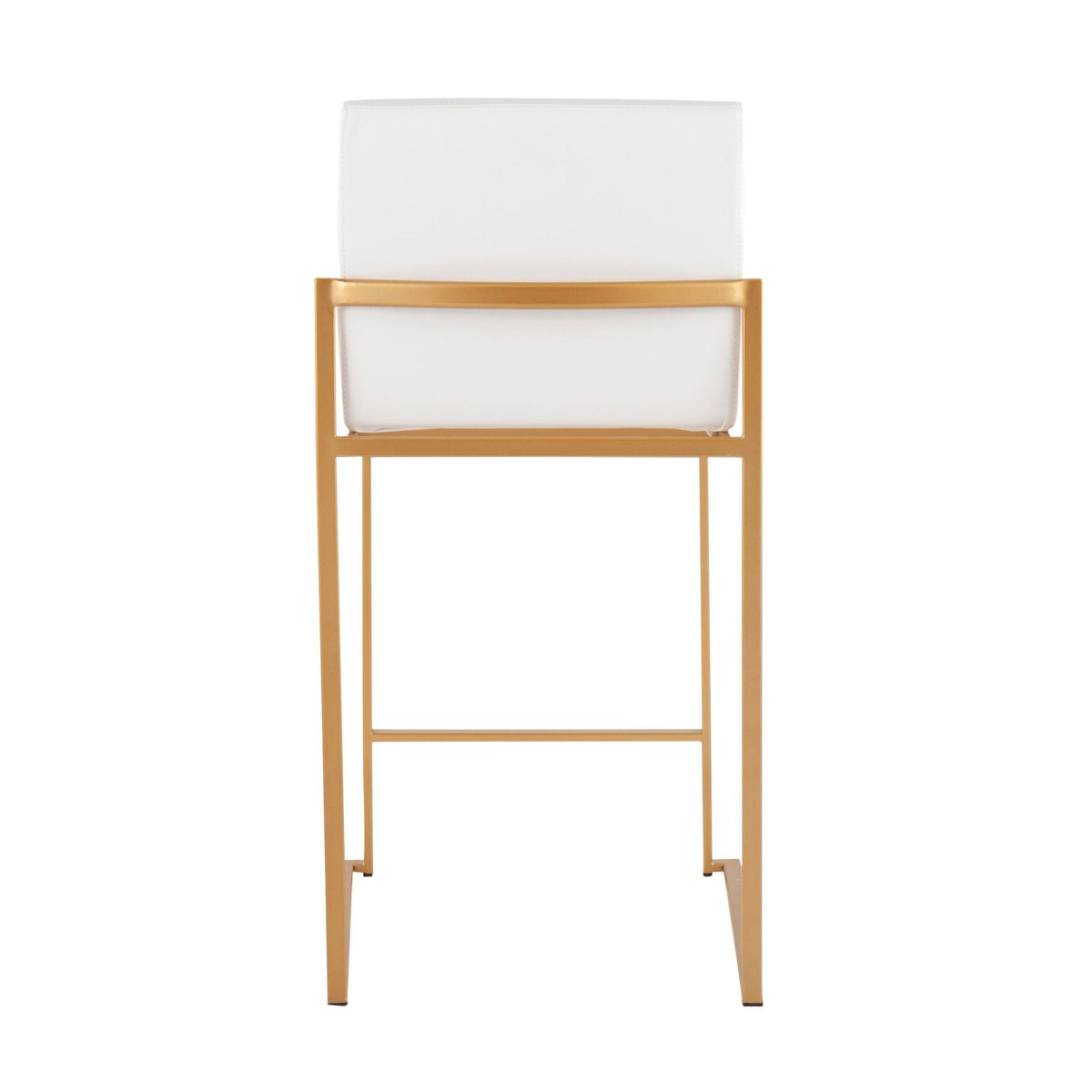 Contemporary High Back Counter Stool with white upholstered seat and gold metal frame on Tampa Home & Garden Store