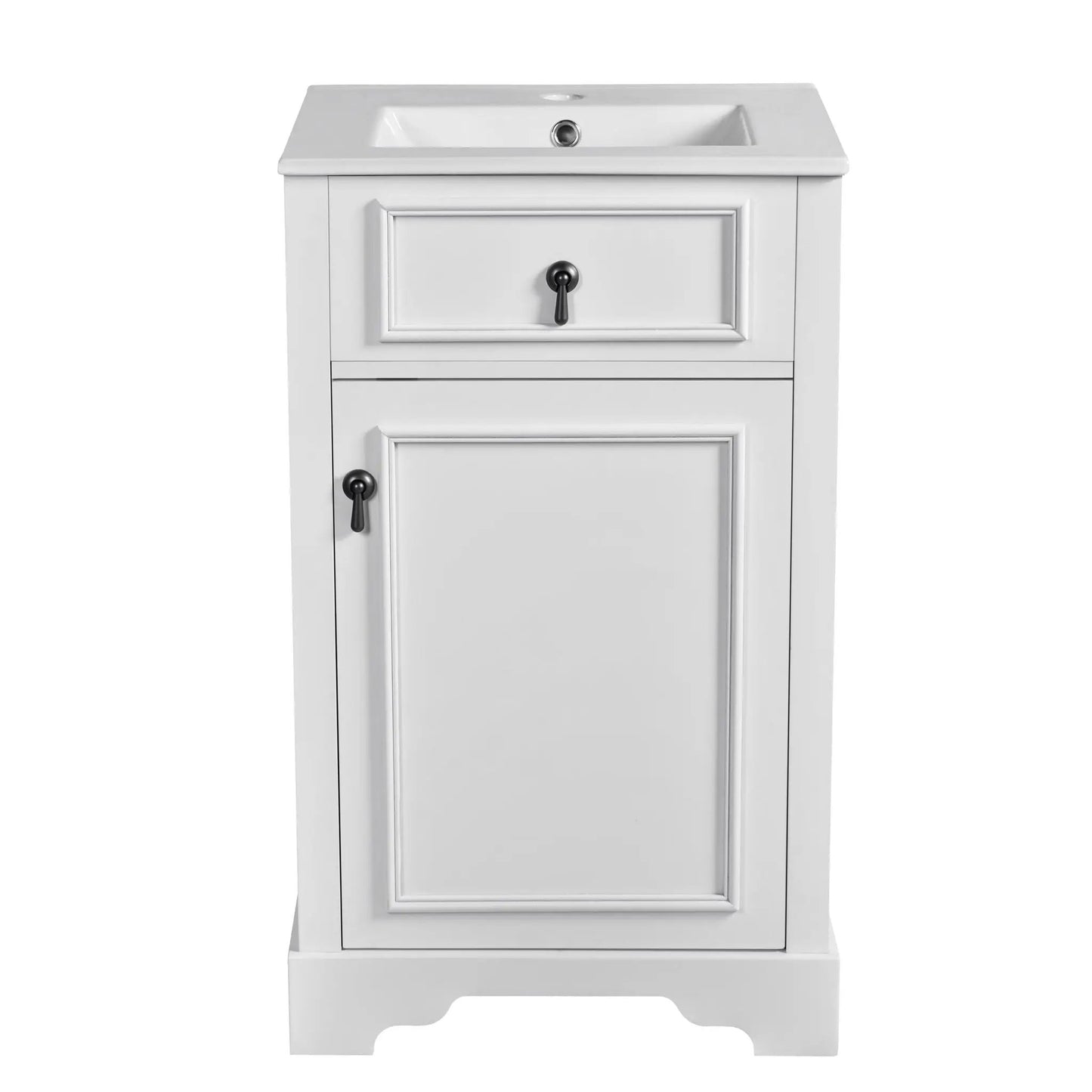 Elegant Vanity With Ceramic Sink and Shelf