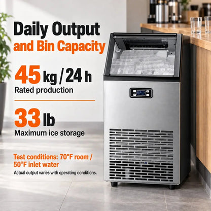 Freestanding Ice Maker Z5845A by Kismile, stainless steel with digital display and 33 lb ice storage on Tampa Home & Garden Store