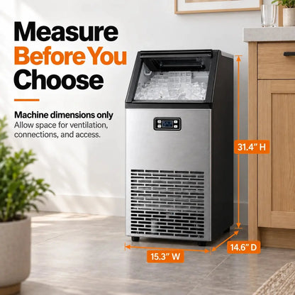 Kismile ice maker Z5845A, stainless steel with digital panel and 265 lb capacity on Tampa Home & Garden Store