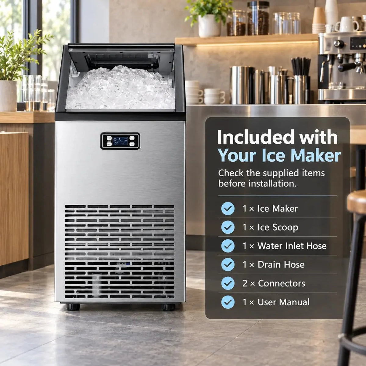 Kismile freestanding ice maker Z5845A 265 Lbs stainless steel with digital display on Tampa Home & Garden Store