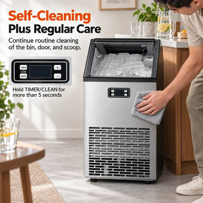 Kismile freestanding ice maker Z5845A in stainless steel with a digital control panel and 265 lb/day output on Tampa Home & Garden Store