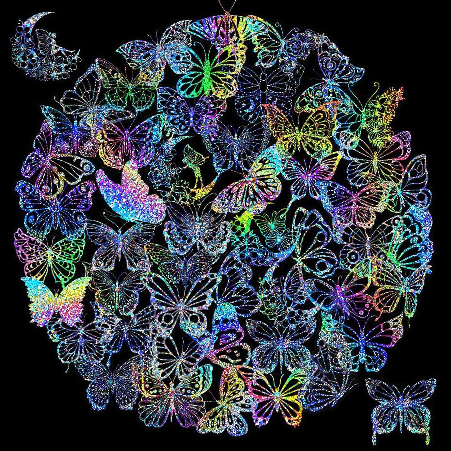 100pcs Holographic and Butterfly Vinyl Stickers