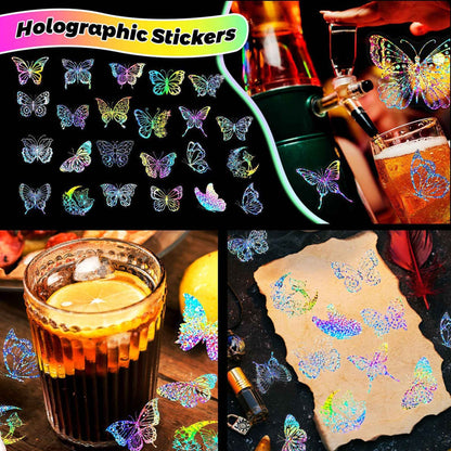 100pcs Holographic and Butterfly Vinyl Stickers