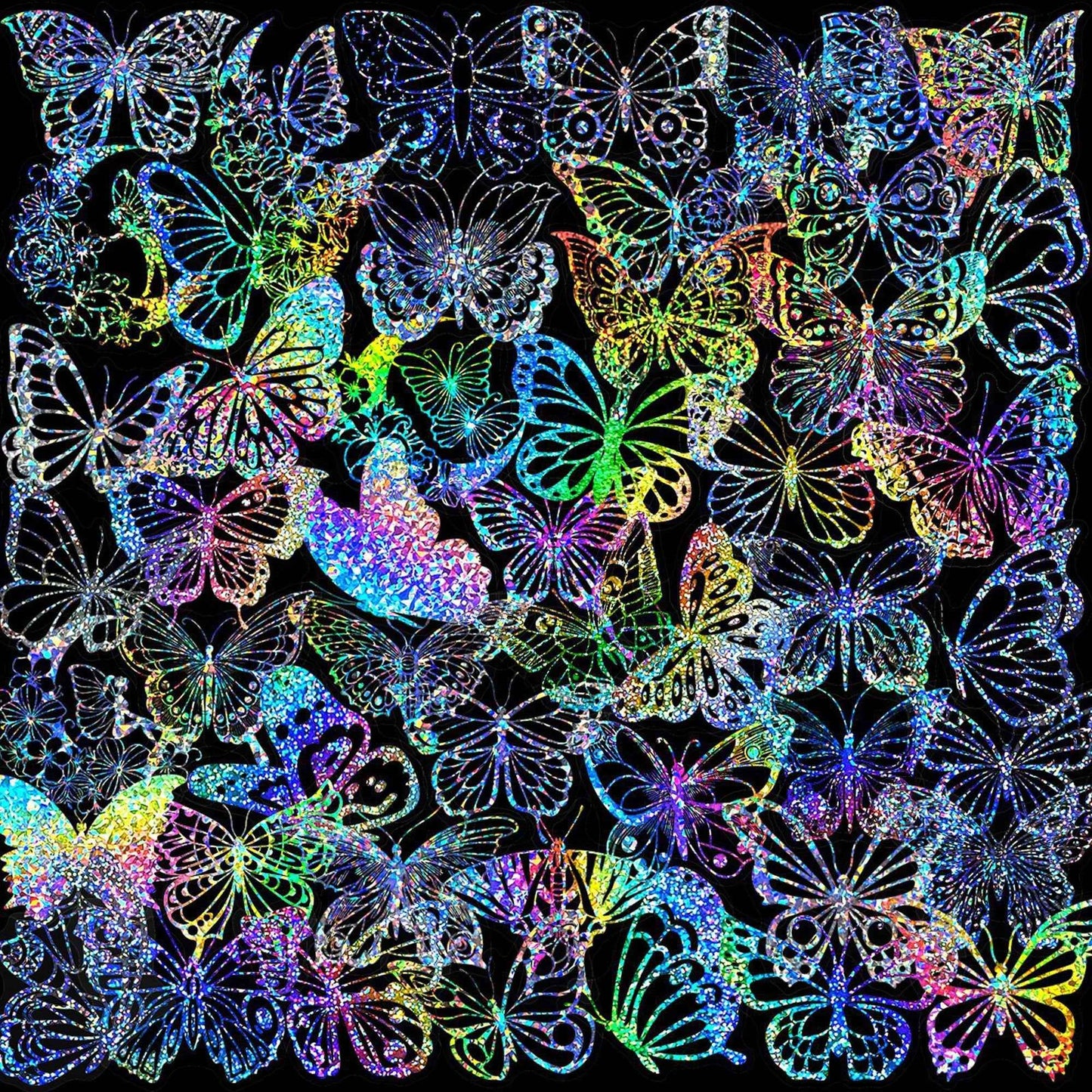 100pcs Holographic and Butterfly Vinyl Stickers