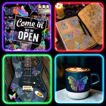 100pcs Holographic and Butterfly Vinyl Stickers
