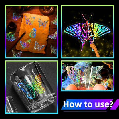 100pcs Holographic and Butterfly Vinyl Stickers