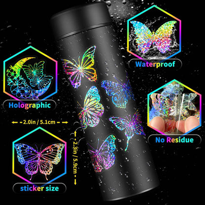 100pcs Holographic and Butterfly Vinyl Stickers