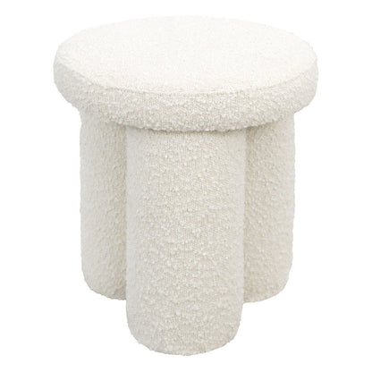 Ivory Sherpa upholstery Wesley accent stool by HouseOfZazla, plush round top on Tampa Home & Garden Store